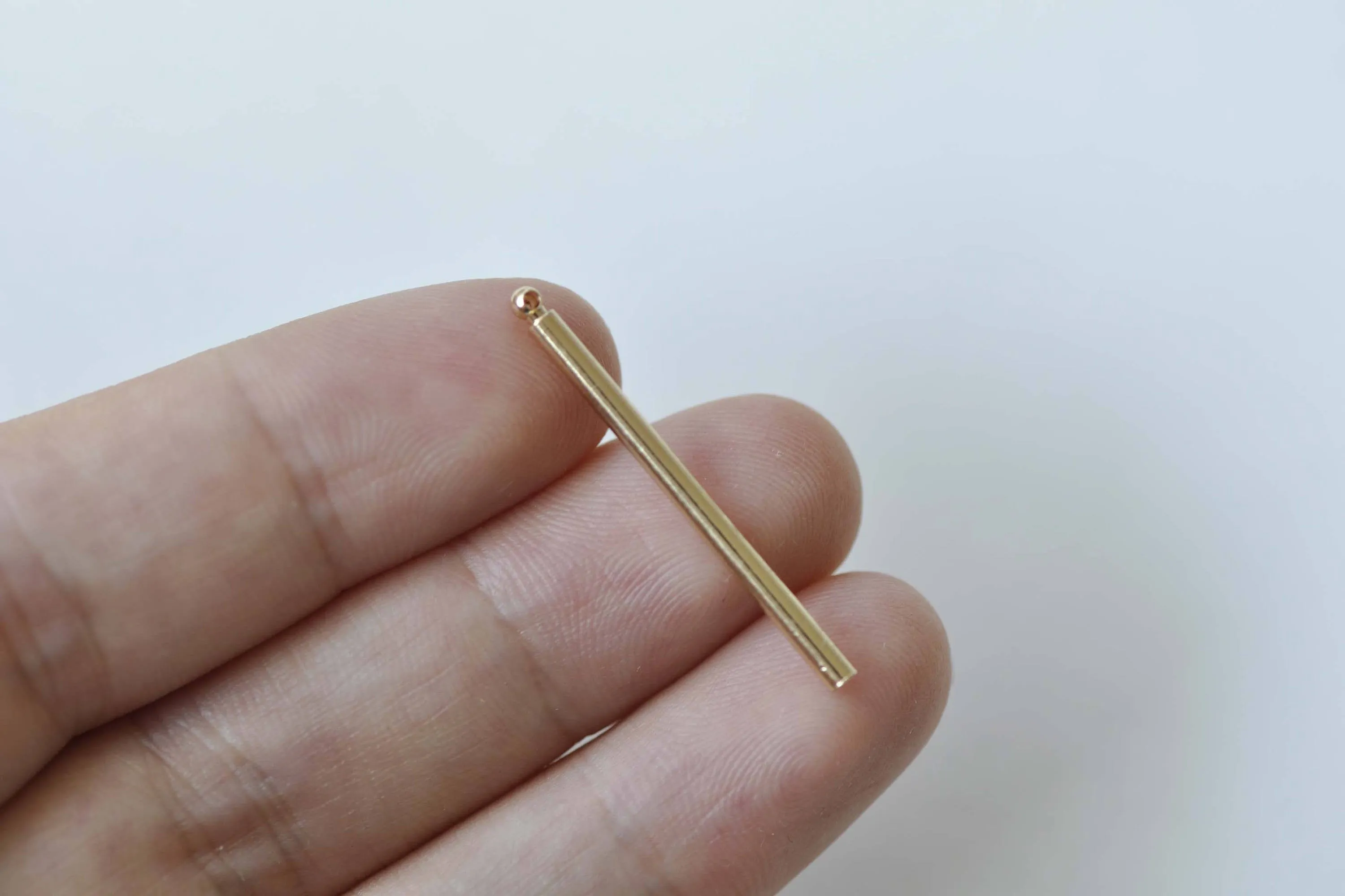 Shiny Silver/Champagne Gold Round Bar Rod Pendants 30mm