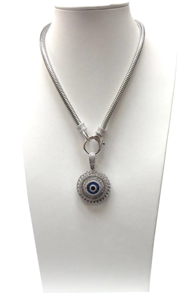 Sil Circle Evil Eye Pendant