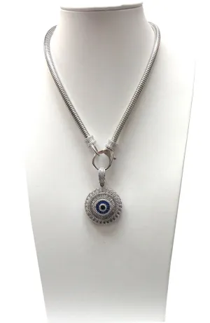 Sil Circle Evil Eye Pendant