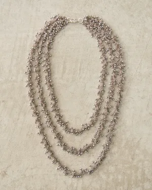 Silver Bead Knitted Necklace