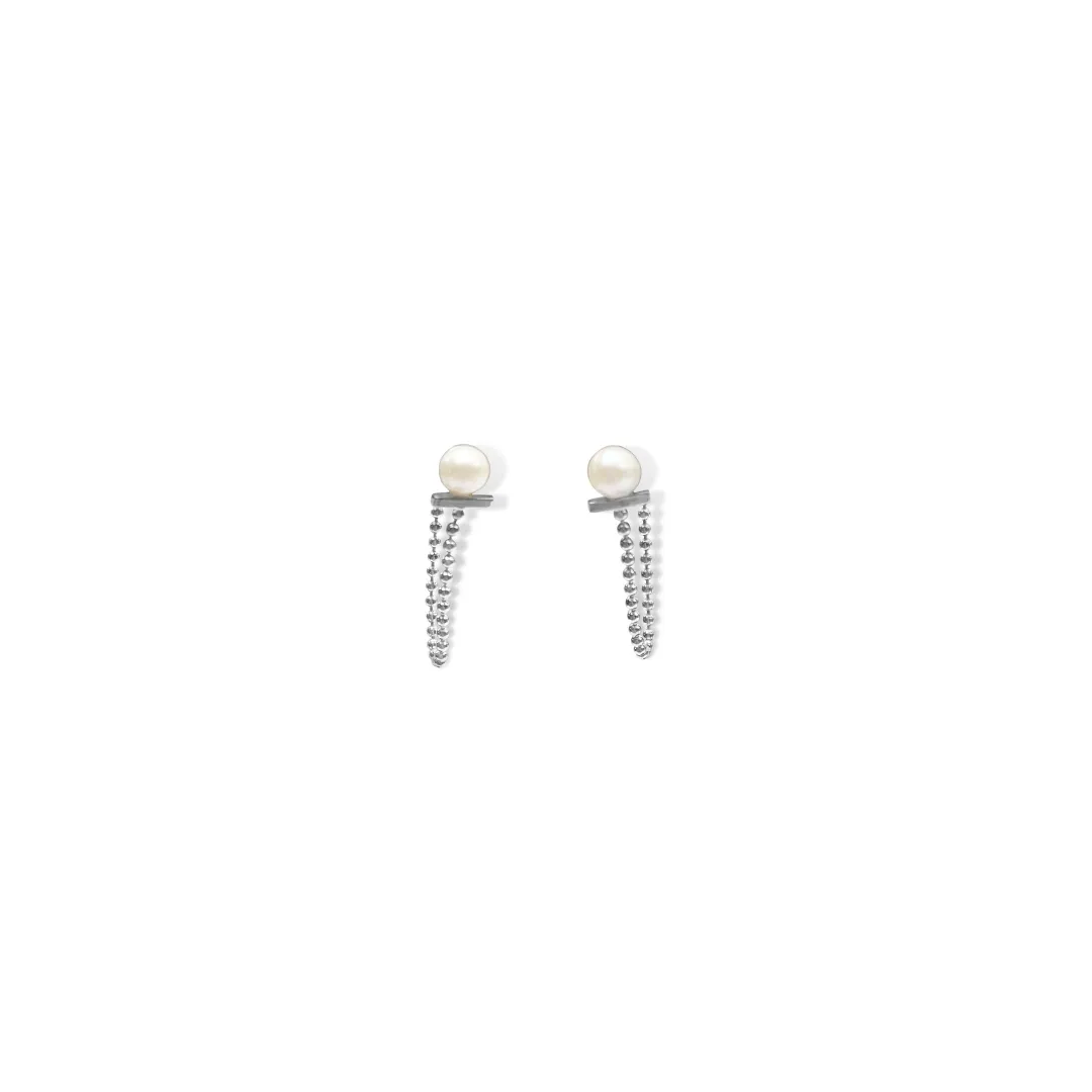 Silver Perle Petite Pearl Chain Studs