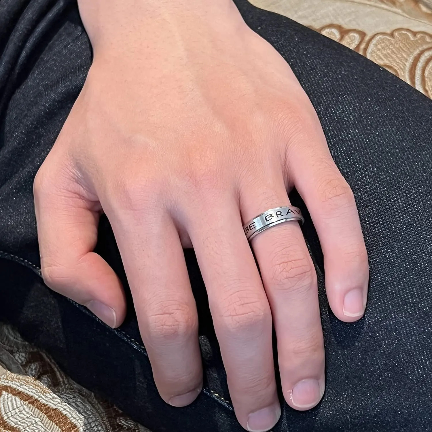 Size 11 Stainless Steel Fidget/Spinner Ring for Anxiety/Anti-Stress