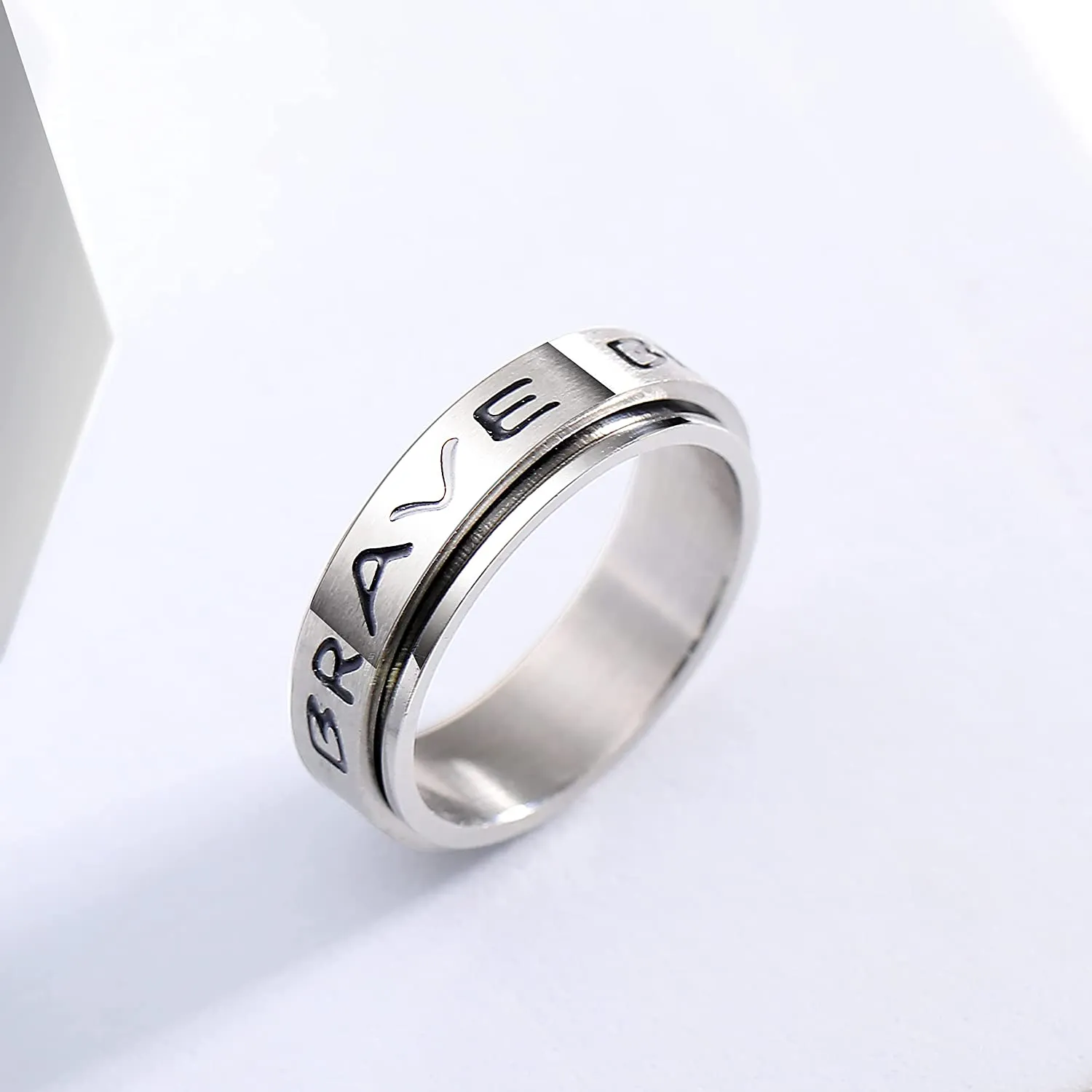 Size 11 Stainless Steel Fidget/Spinner Ring for Anxiety/Anti-Stress