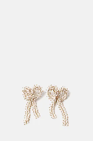 Small White Bow Earrings