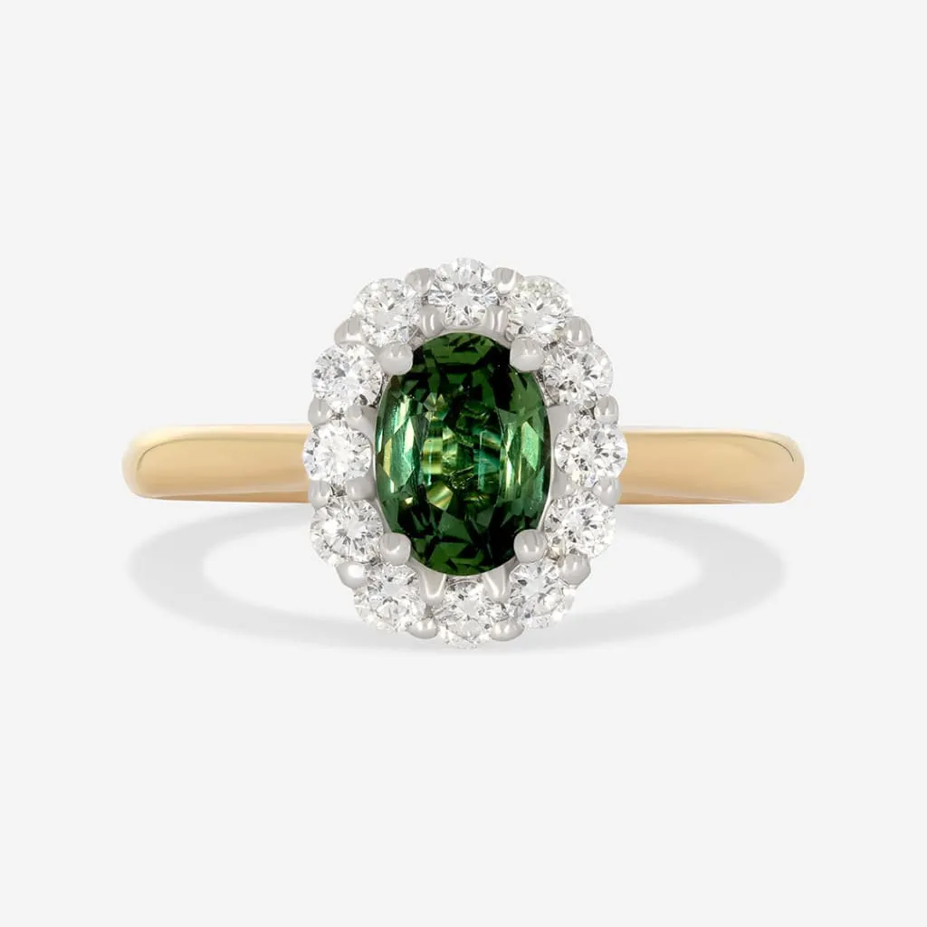 SPRING | Diamond & Green Sapphire Ring Set in 18ct Gold