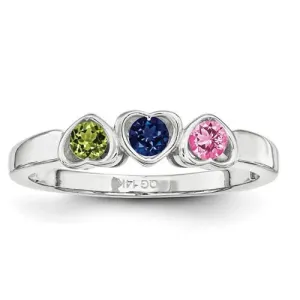 SS Synthetic 3 Stone Mother's Ring