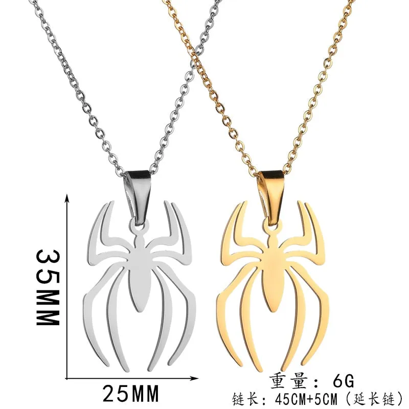 Stainless Steel Gold Silver Spider Necklace