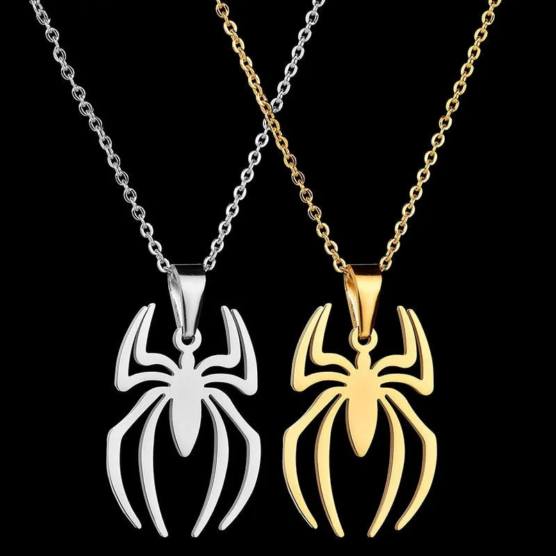 Stainless Steel Gold Silver Spider Necklace