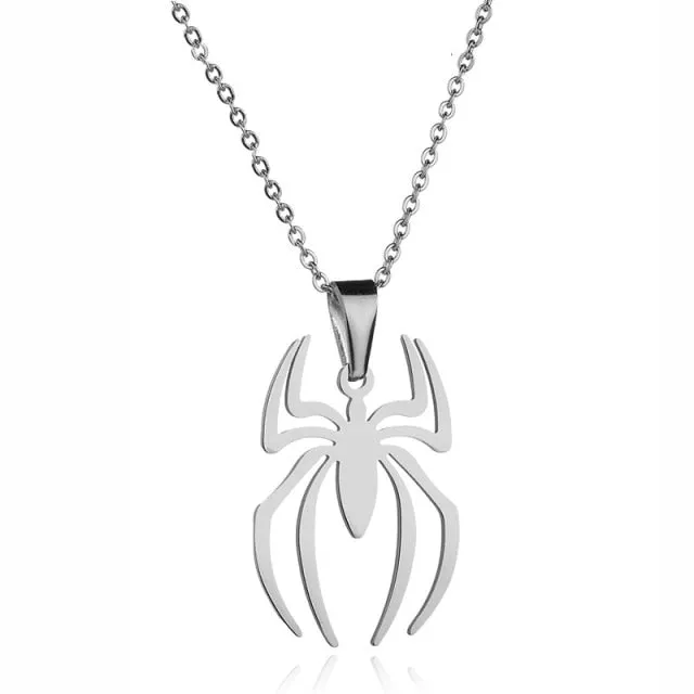 Stainless Steel Gold Silver Spider Necklace
