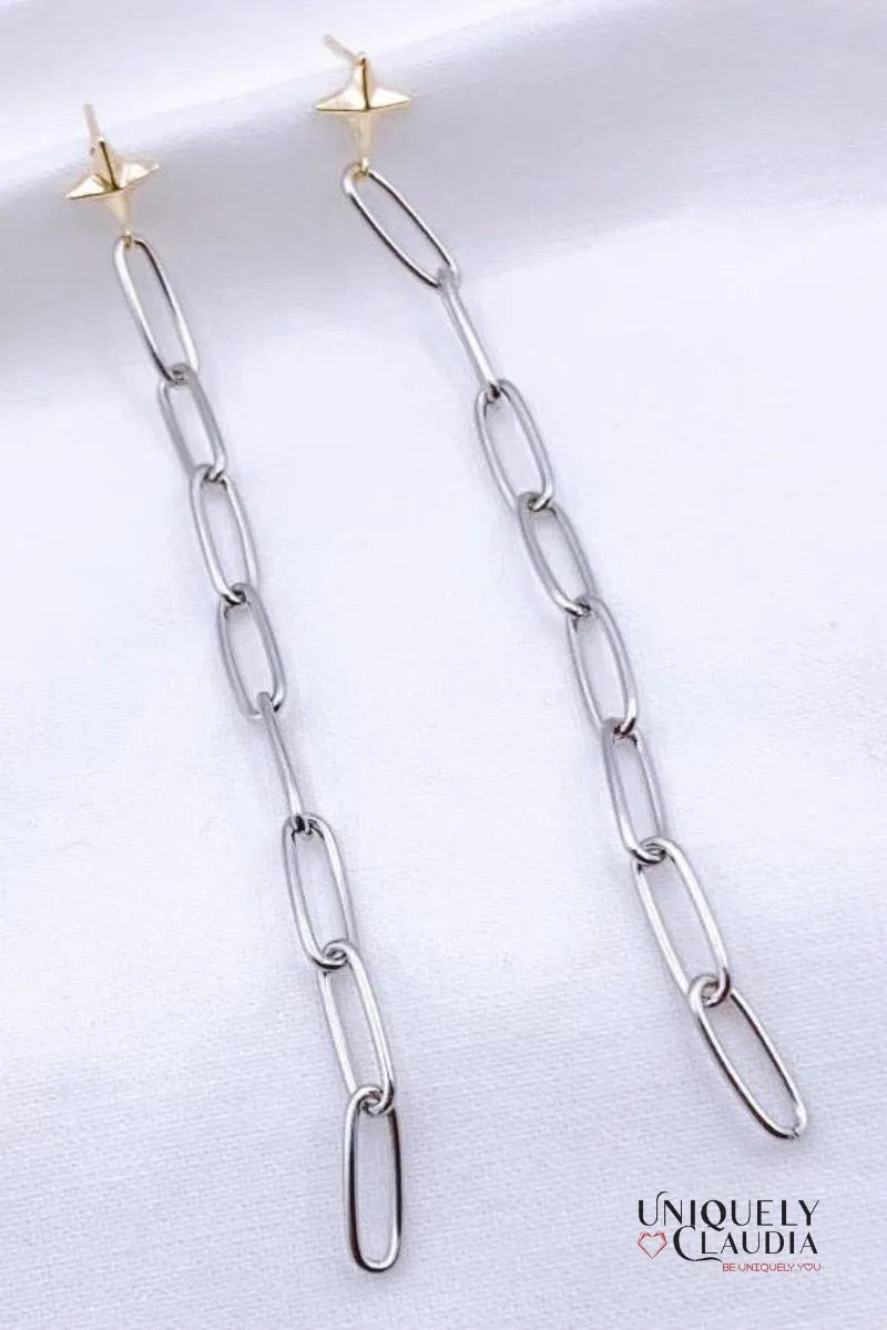 Star Drop Chainlink Earrings