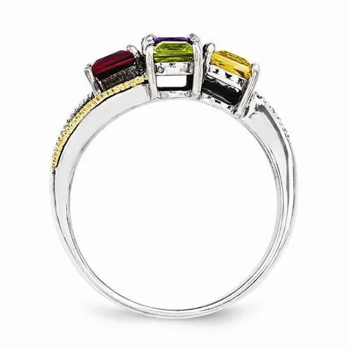 Sterling Silver & 14k Five-Stone And Diamond Mother's Ring