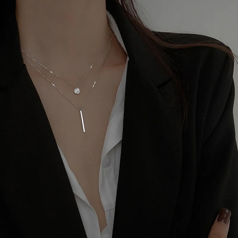 Sterling Silver Double Layer Round Shiny Pendant