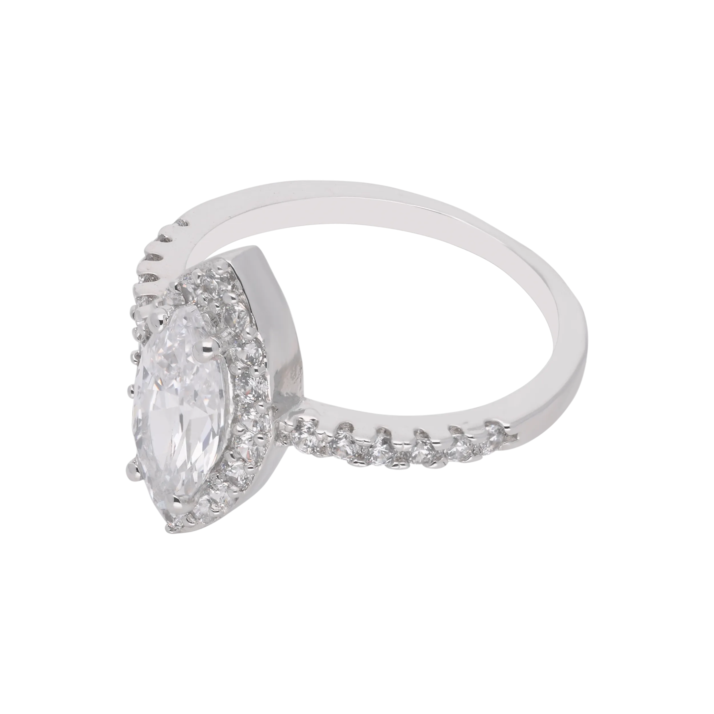 Sterling Silver Marquise Halo Ring – A Timeless Statement | SKU : 0021423260