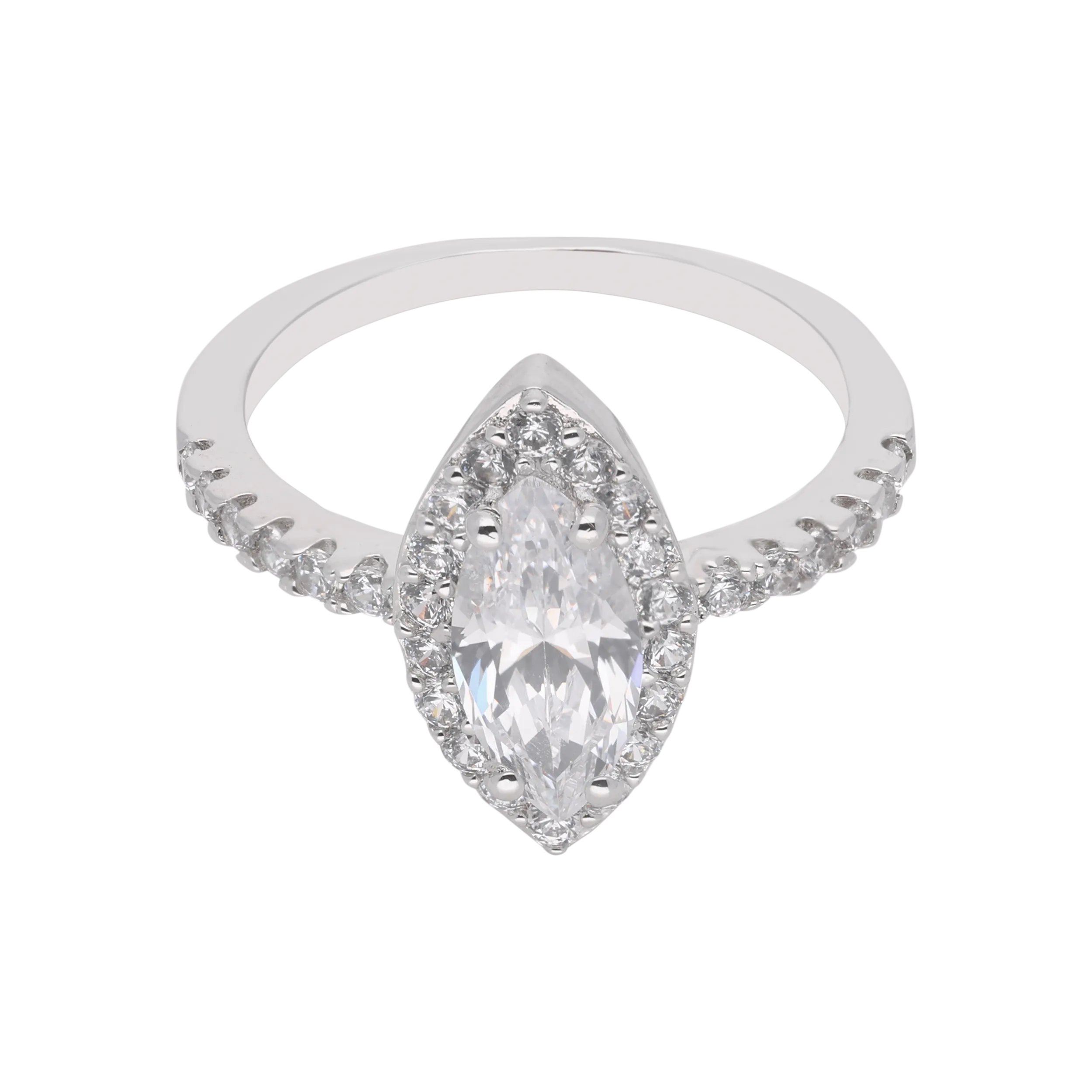 Sterling Silver Marquise Halo Ring – A Timeless Statement | SKU : 0021423260