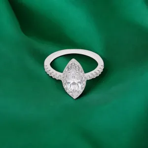 Sterling Silver Marquise Halo Ring – A Timeless Statement | SKU : 0021423260