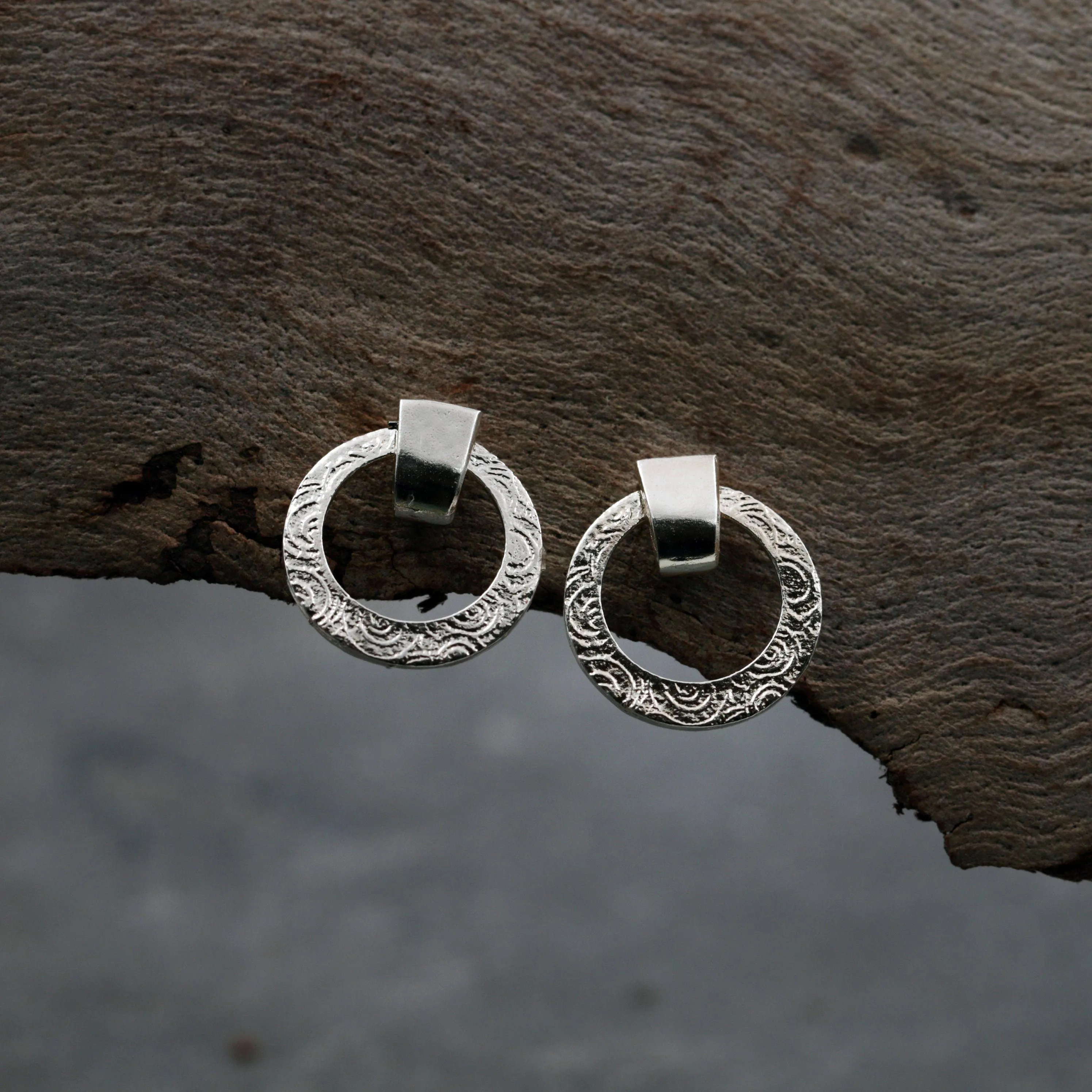 Sterling Silver Modern Round Post Earrings for Women