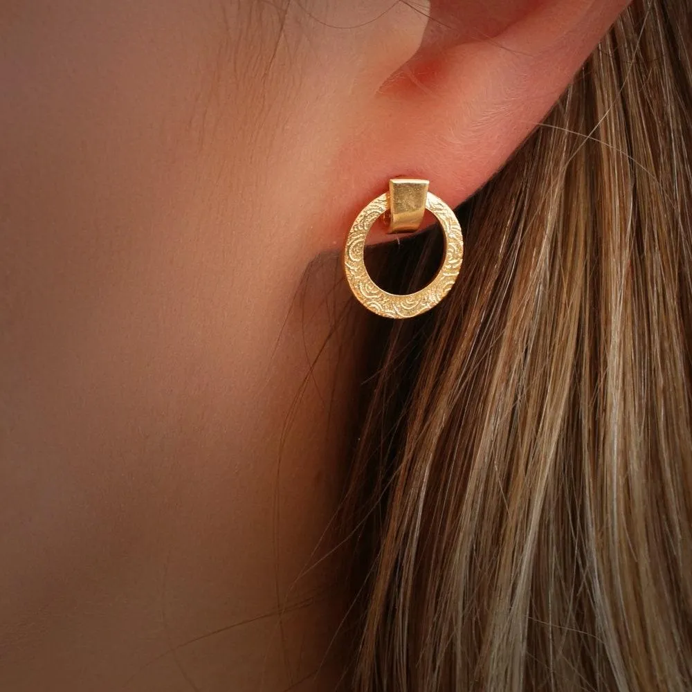 Sterling Silver Modern Round Post Earrings for Women