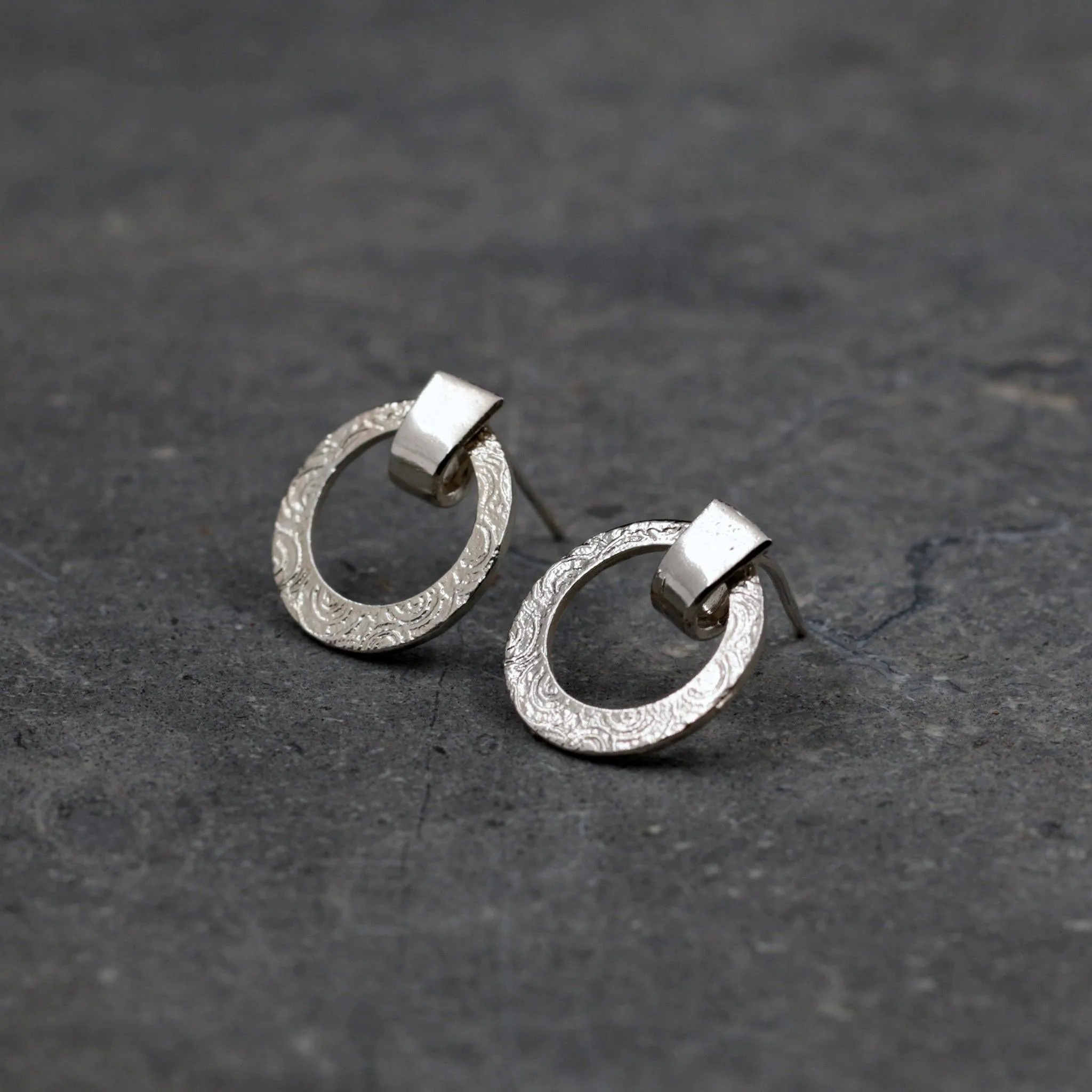 Sterling Silver Modern Round Post Earrings for Women