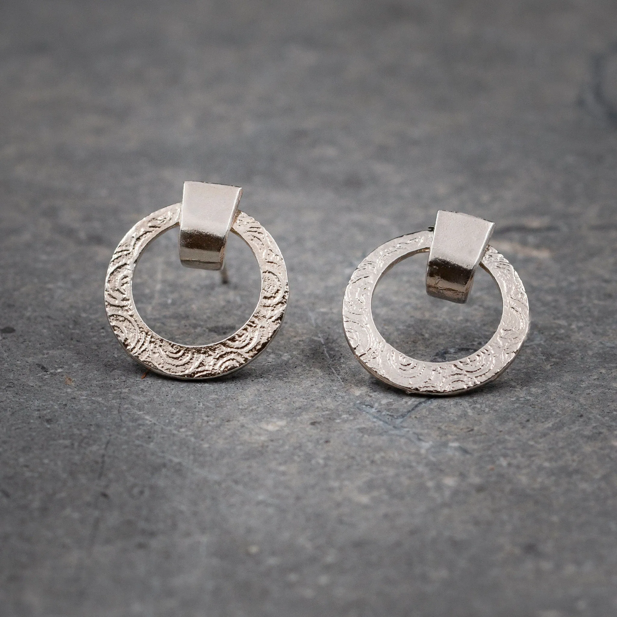 Sterling Silver Modern Round Post Earrings for Women