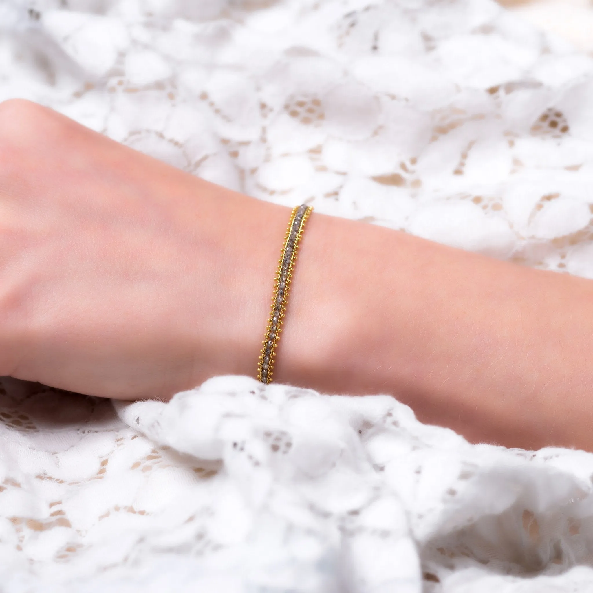 Textile Row Bracelet in Grey Diamond
