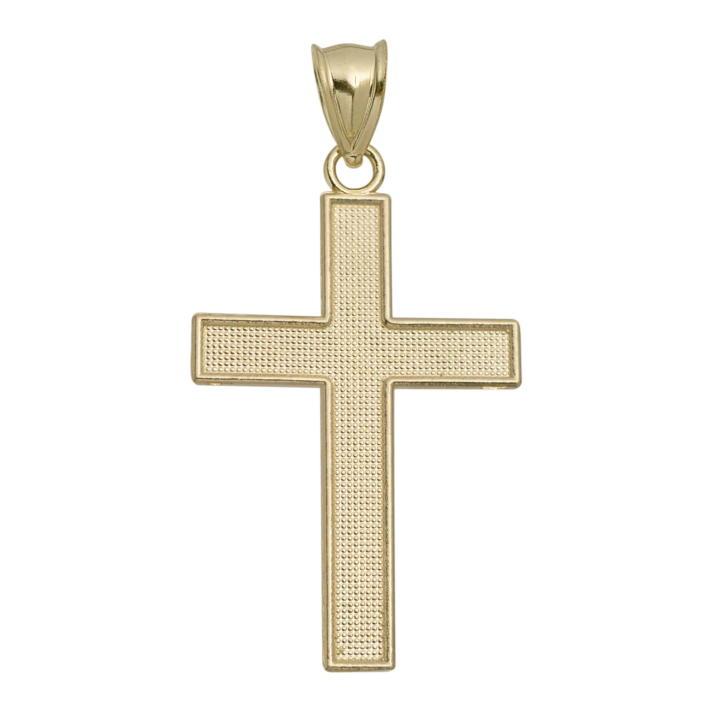Textured Cross Pendant 10K Yellow Gold