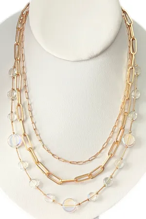 Thru The Glass Layered Gold Chain Necklace - Clear