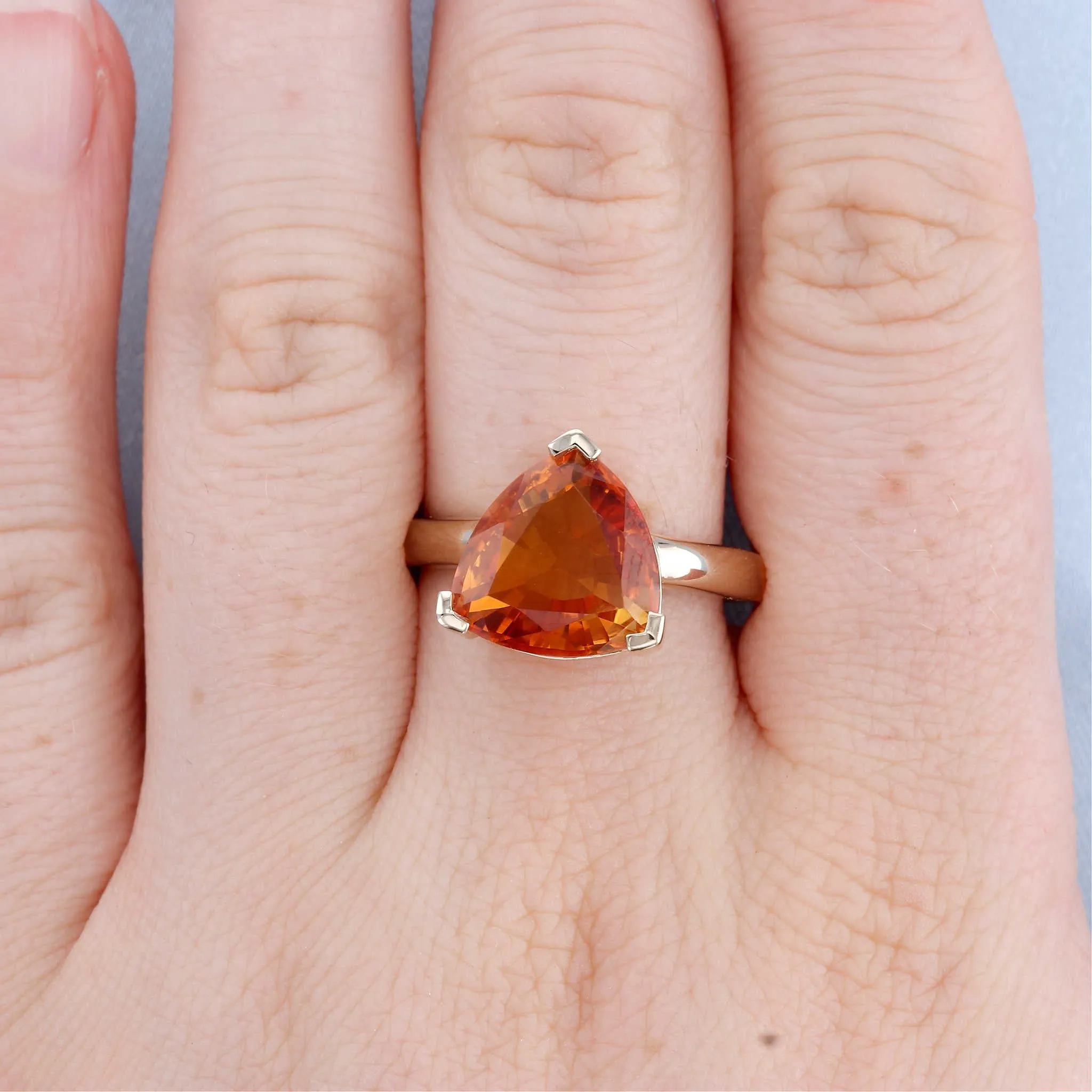 Trillion Cut Citrine Solitaire Ring