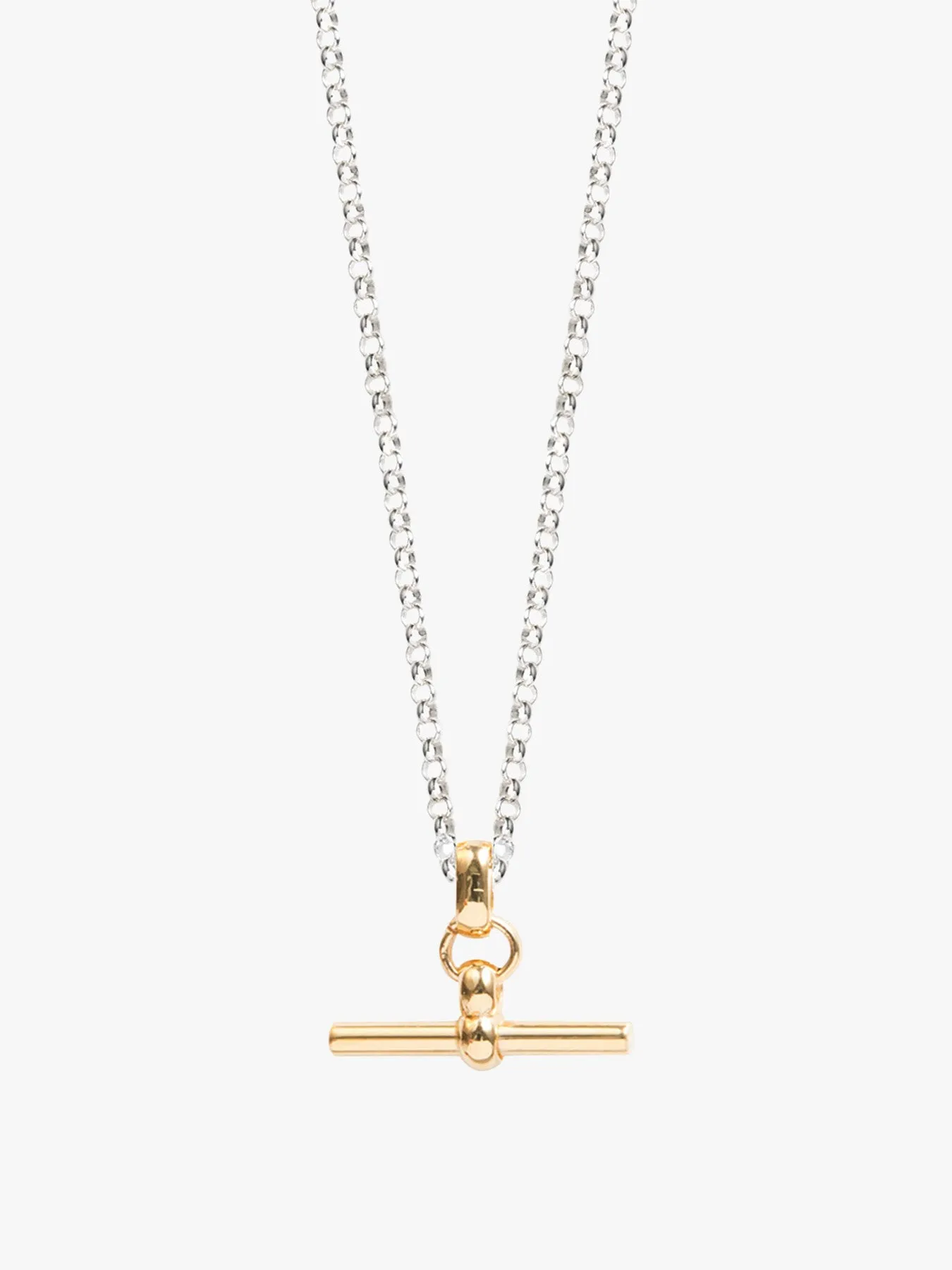 Two Tone T-Bar on Belcher Chain