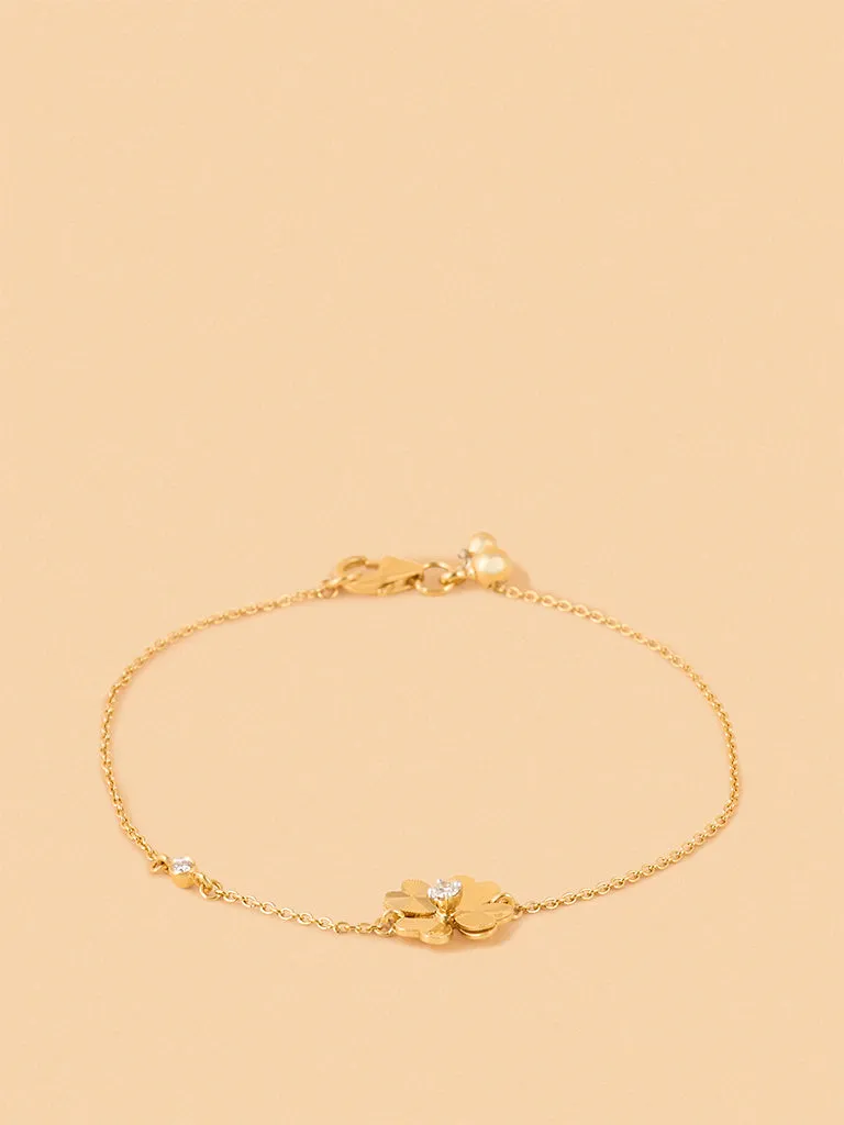 Westside X Pome Minimalist Lab Diamond Clover Heart Chain Bracelet