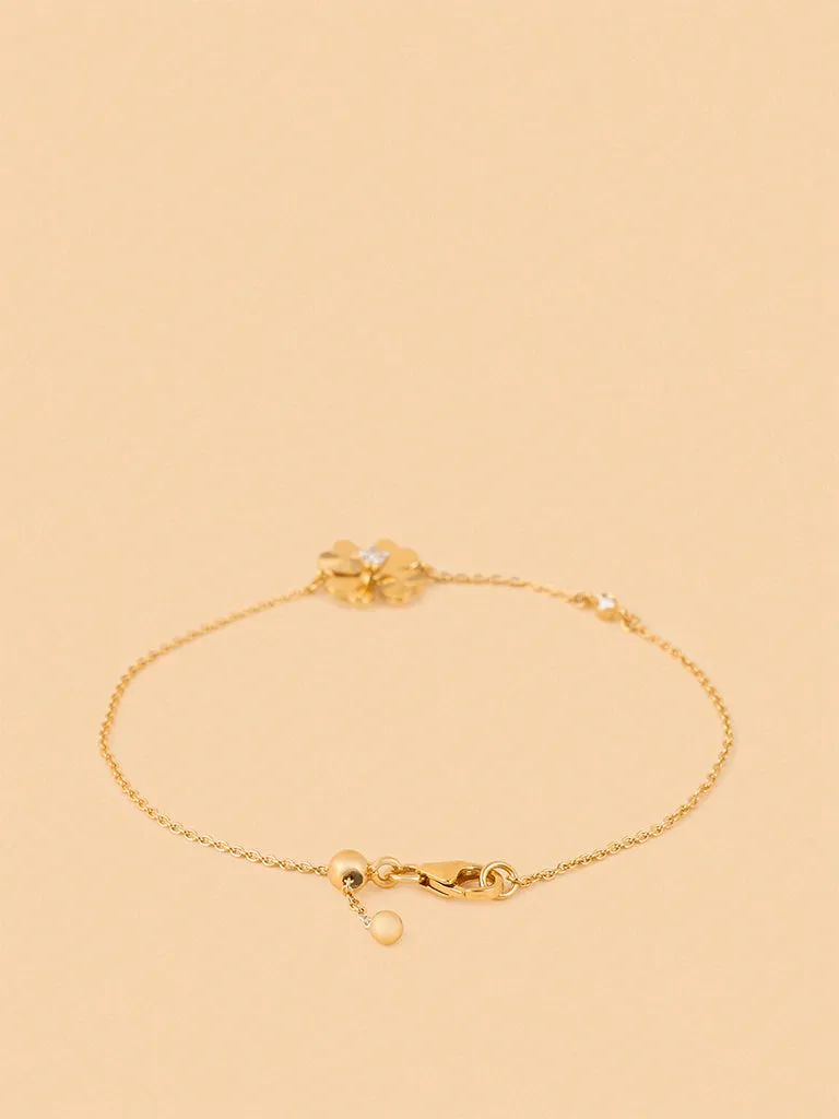 Westside X Pome Minimalist Lab Diamond Clover Heart Chain Bracelet
