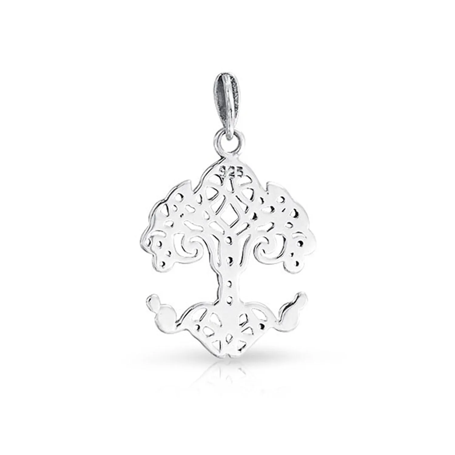 Wiccan Tree Of Life Pendant Necklace with Rune Symbols in Oxidized Sterling Silver