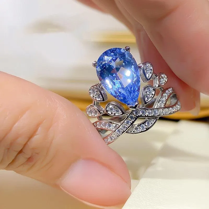 Women's Crown 925 Sterling Silver 5 Karat High Carbon Rhinestone Ring