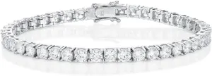 Womens Tennis Bracelet, Solid 925 Sterling Silver Bracelet for Women with 4mm AAA White Cubic Zirconia Stones, Ladies Eternity Bracelets, Silver Jewelry Gift for Women