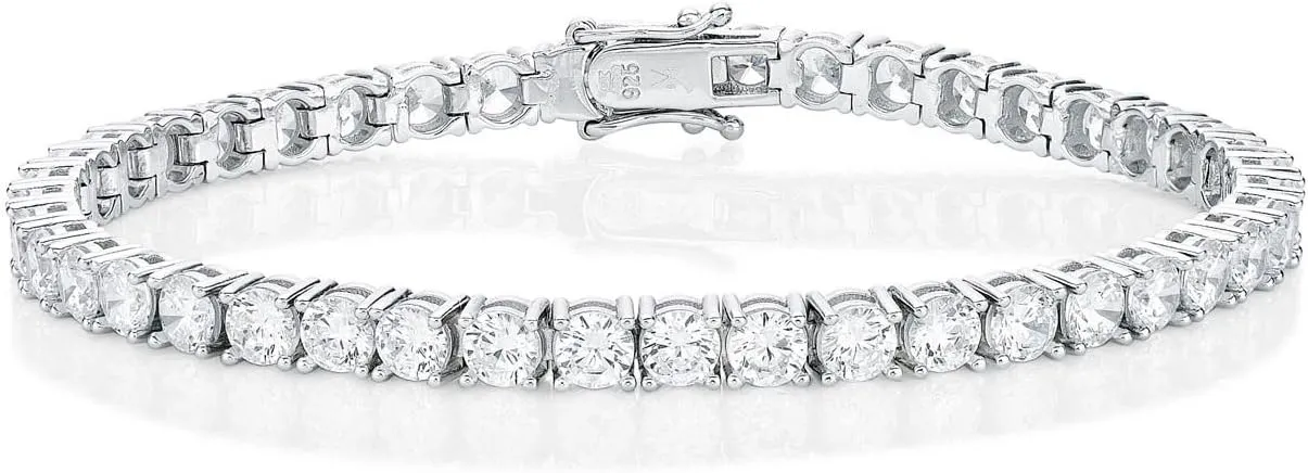 Womens Tennis Bracelet, Solid 925 Sterling Silver Bracelet for Women with 4mm AAA White Cubic Zirconia Stones, Ladies Eternity Bracelets, Silver Jewelry Gift for Women