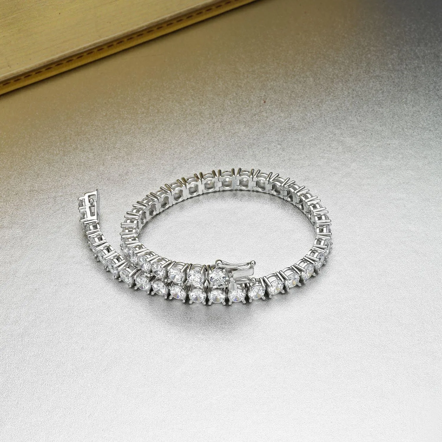 Womens Tennis Bracelet, Solid 925 Sterling Silver Bracelet for Women with 4mm AAA White Cubic Zirconia Stones, Ladies Eternity Bracelets, Silver Jewelry Gift for Women