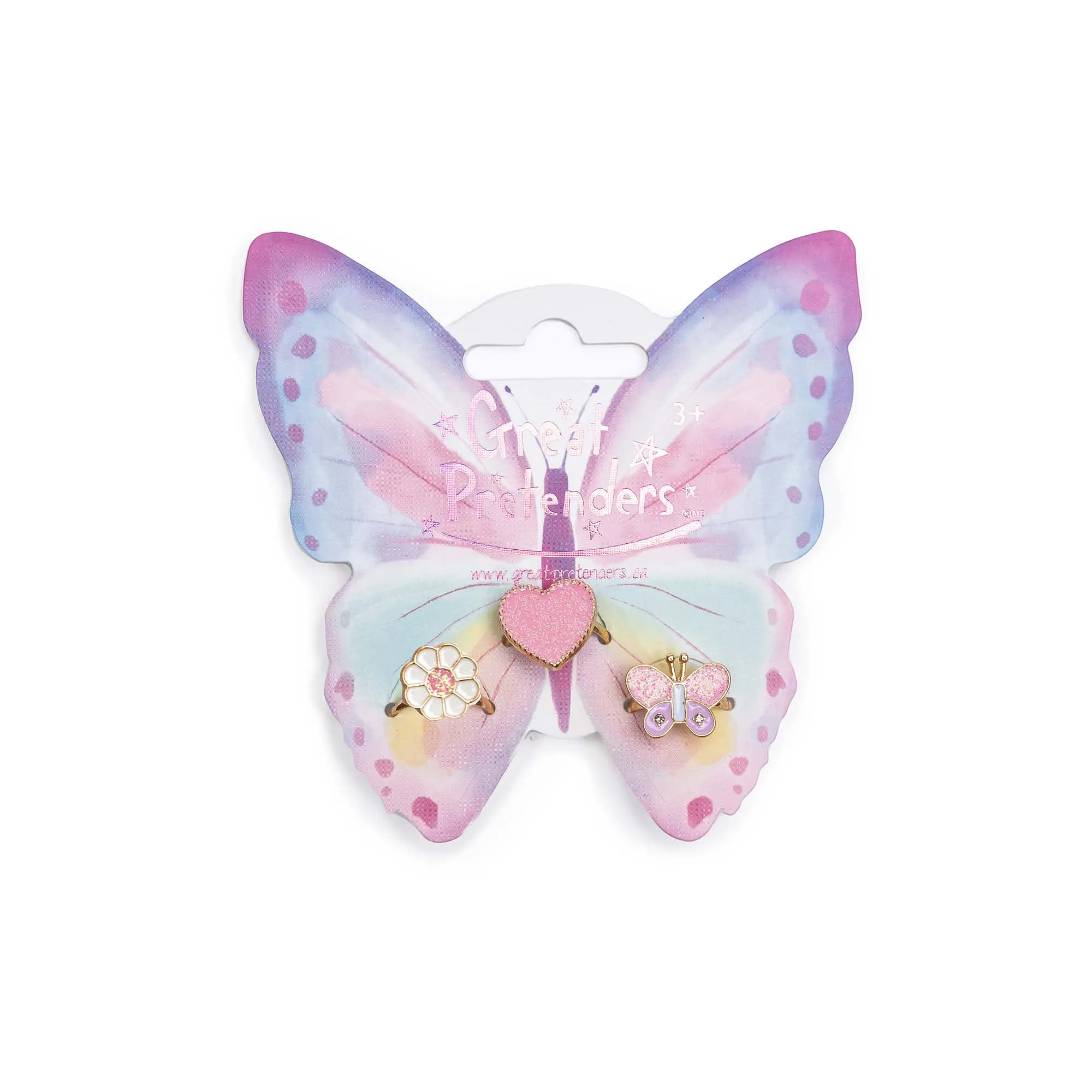 Wonderland Butterfly Ring Set, 3 Count