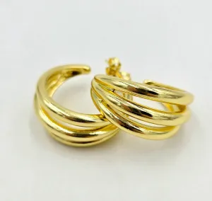 WP - Triple Threat Gold Hoop Earrings