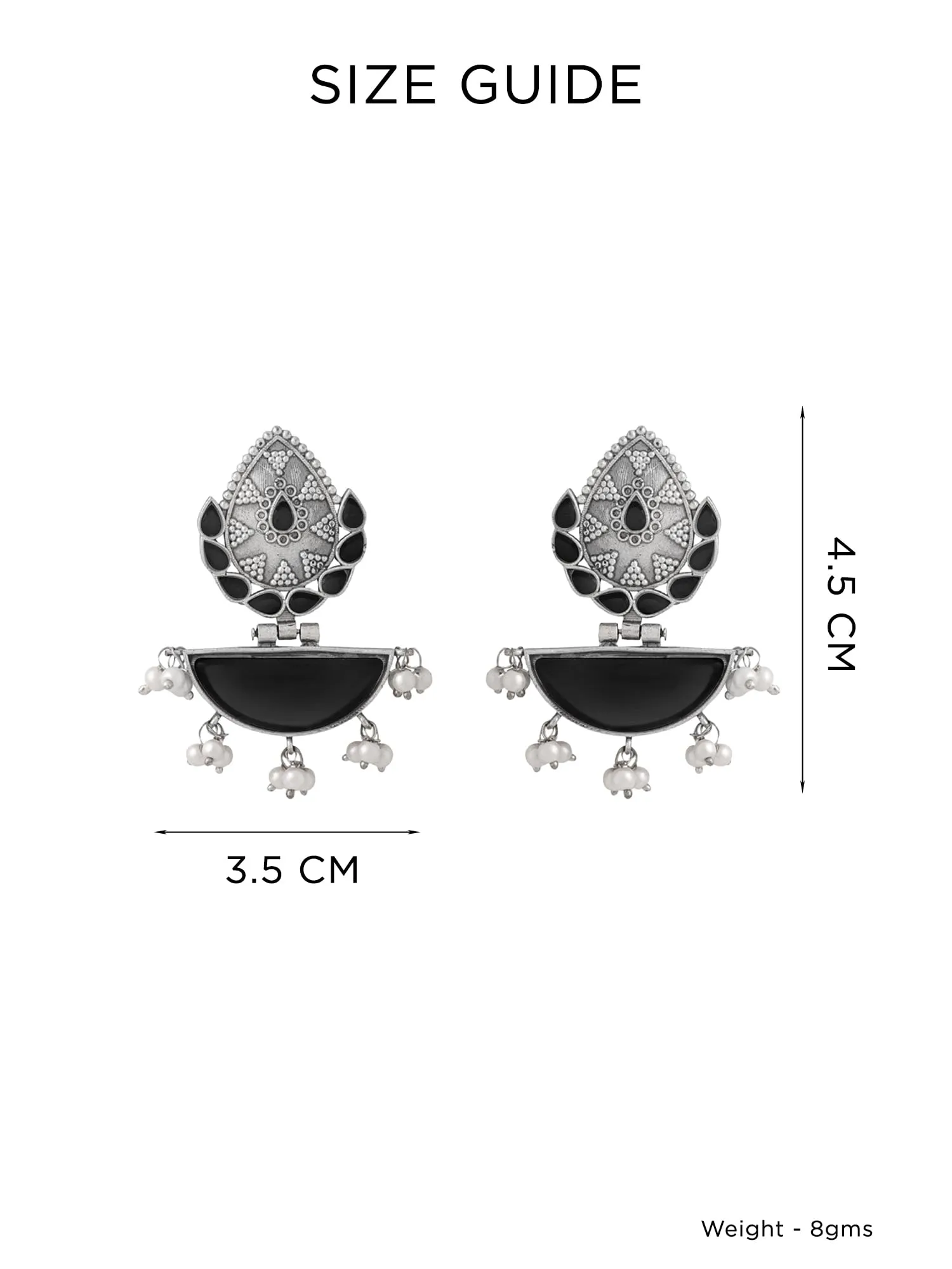 Yellow Chimes Silver Oxidised Earrings for Women & Girls | Traditional Oxidised Silver Drop Earrings Afghani Style Black Monalisa Stone Studded Earrings | Birthday Anniversary Gift for Wife Women
